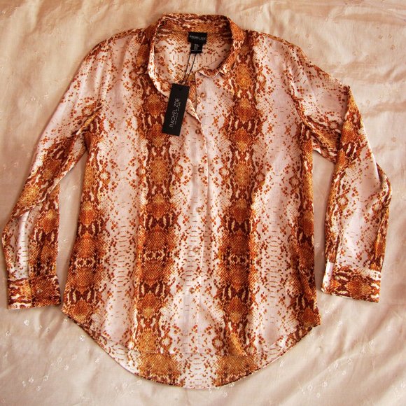 snake print sheer top